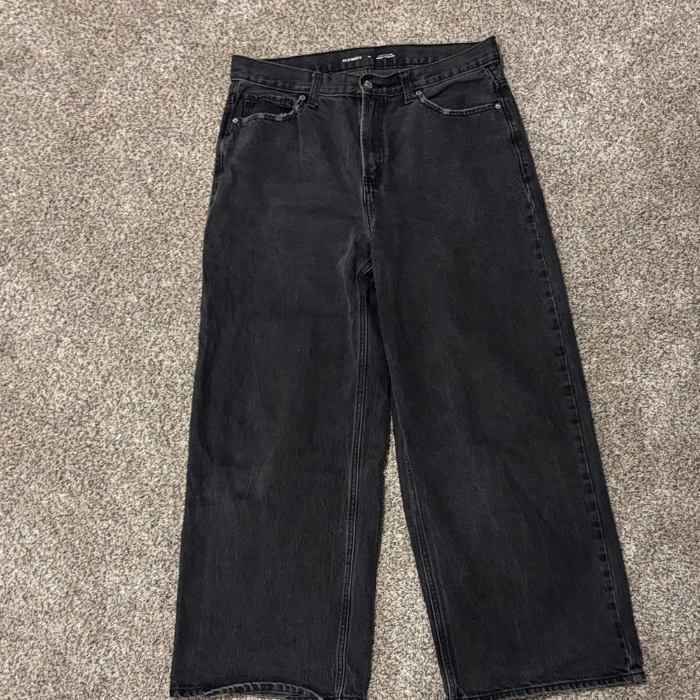 Black Baggy Wide-Leg Jeans